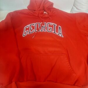 Red Georgia Bulldogs Hoodie Sweatshirt Pullover Athletic Comfort Mens L‎